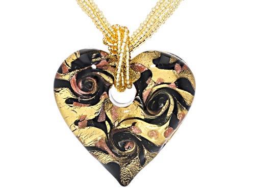 Pre-Owned Il Murano di Francesca Murano Glass Multi-Strand 18k Yellow Gold Over Sterling Silver Hear - Size 18