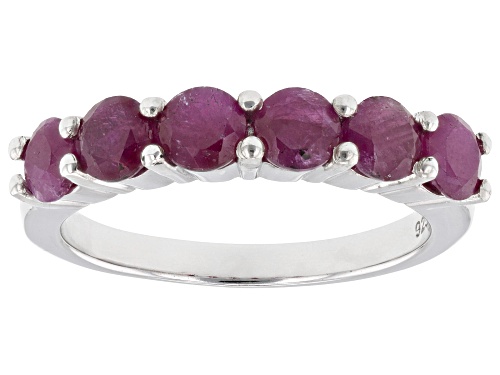 Pre-Owned 1.64ctw Ruby Rhodium Over Sterling Silver 6-Stone Ring - Size 7