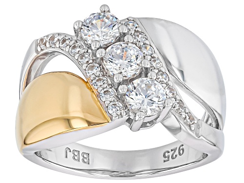 Pre-Owned Bella Luce® 1.48Ctw White Diamond Simulant Rhodium Over Silver & Eterno™ Yellow Ring - Size 8