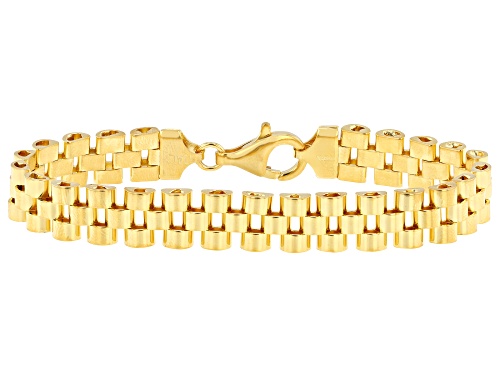 Pre-Owned 18k Yellow Gold Over Sterling Silver Panther Link Bracelet - Size 7.25