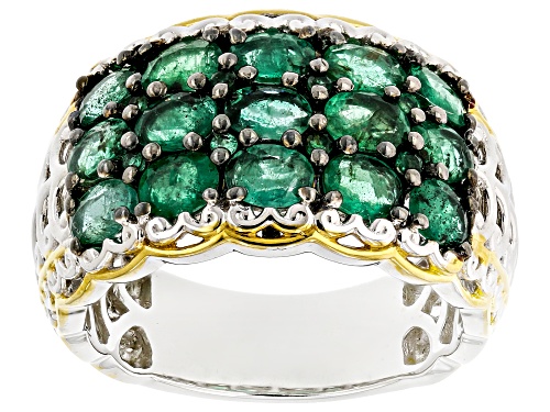 Pre-Owned 2.31ctw Grizzly Emerald Rhodium & 24k Yellow Gold Over Palladium Sterling Silver Ring - Size 10