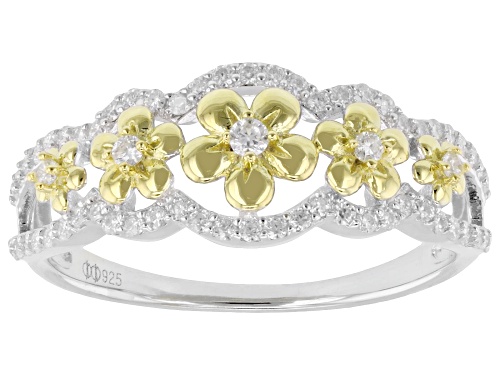 Pre-Owned MOISSANITE FIRE® 0.64CTW DEW ROUND PLATINEVE® AND 14K YELLOW GOLD OVER SILVER RING - Size 5