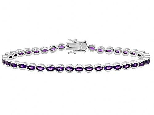 Pre-Owned 8.38ctw Oval African Amethyst Rhodium Over Sterling Silver Tennis Bracelet - Size 7.25