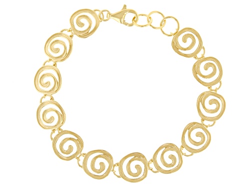 Pre-Owned Artisan Collection of Israel™ 14K Gold Over Sterling Silver Spiral Station Bracelet - Size 7.5