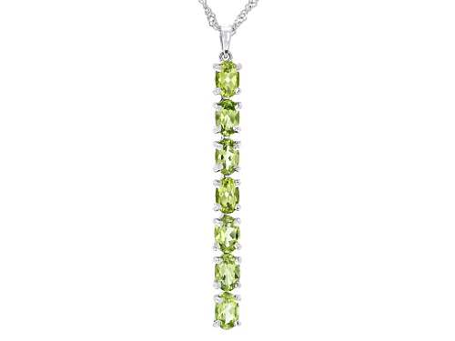 Pre-Owned 2.67ctw Manchurian Peridot™ Rhodium Over Sterling Silver 7-Stone Pendant with Chain