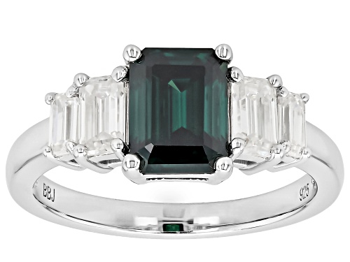 Pre-Owned MOISSANITE FIRE® AND GREEN MOISSANITE 2.49CTW DEW EMERALD CUT PLATINEVE® RING - Size 5