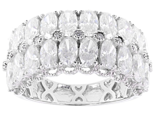 Pre-Owned MOISSANITE FIRE® 5.31CTW DEW OVAL AND ROUND BRILLIANT PLATINEVE® RING - Size 9