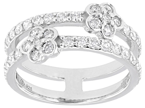 Pre-Owned Prazana® Lab-Grown Diamonds 1.15ctw Round Diamond Rhodium Over Sterling Silver Ring, G-H V - Size 7