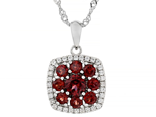 Pre-Owned 1.35ctw Color Shift Garnet with 0.37ctw White Zircon Rhodium Over Sterling Silver Pendant