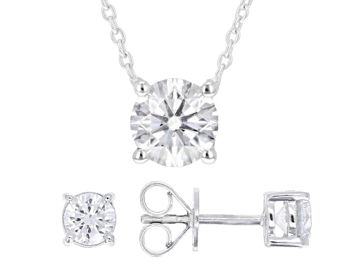 Pre-Owned Prazana®Lab-Grown Diamonds 2.25ctw Diamond Sterling Silver Solitaire Necklace and Earrings