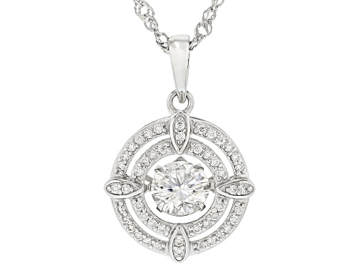 Pre-Owned MOISSANITE FIRE® 1.28CTW DEW ROUND BRILLIANT PLATINEVE® DANCING PENDANT WITH CHAIN