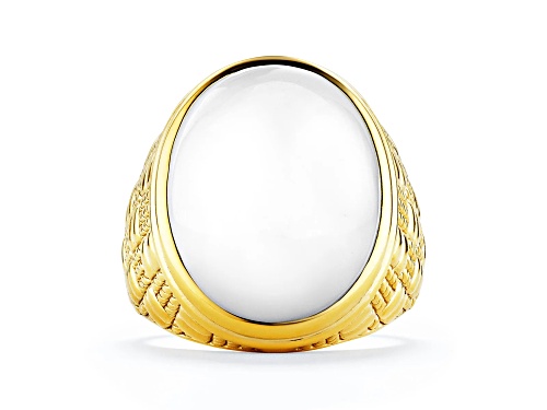 Pre-Owned Judith Ripka Couture Ocean Reef White Agate 18K Gold Vermeil Ring - Size 8