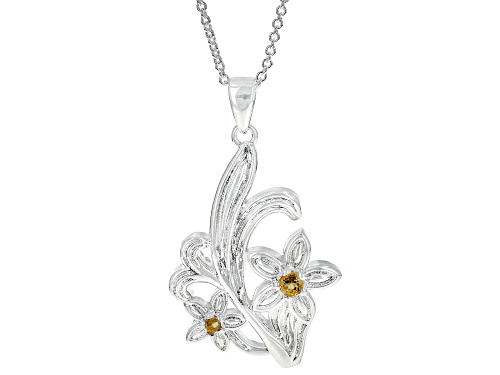 Pre-Owned Artisan Collection of Ireland™ 0.05ctw Citrine Silver Tone Flower Pendant with Chain