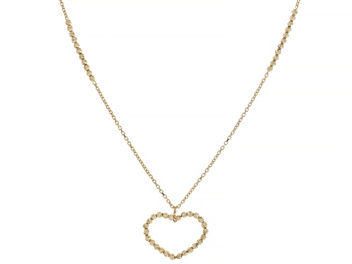 Pre-Owned 14k Yellow Gold Diamond Cut Beaded Heart Necklace - Size 18
