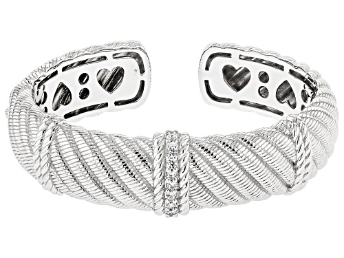 Pre-Owned Judith Ripka 0.77ctw Bella Luce® Rhodium Over Sterling Silver Pia Cuff Bracelet - Size 6.75