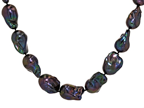 Pre-Owned Genusis™ 15mm Black Cultured Freshwater Pearl 14k Yellow Gold Over Sterling Silver Necklac - Size 20