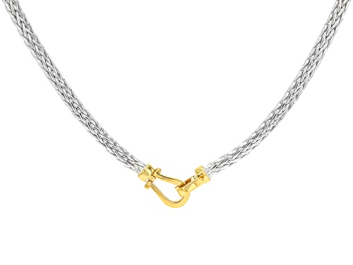 Pre-Owned 18k Yellow Gold Over Sterling Silver and Sterling Silver Two-Tone Wheat Buckle 18" Necklac - Size 18