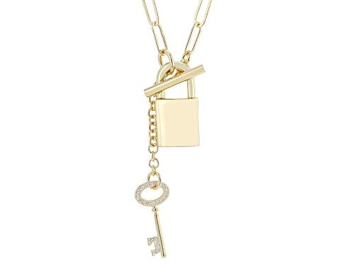 Pre-Owned 18k Yellow Gold Over Bronze Paperclip Lock With Key Necklace - Size 20