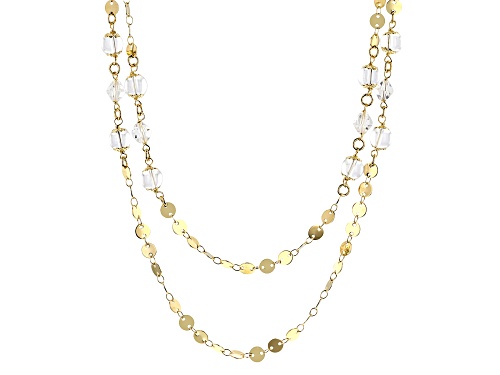 Pre-Owned Moda Al Massimo® 14k Gold Over Bronze 6mm Multi-Row Disc and Quartz Bead Station Necklace - Size 19