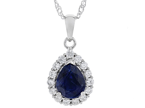 Pre-Owned 1.96ct Kyanite With 0.76ctw White Zircon Rhodium Over Sterling Silver Pendant with Chain