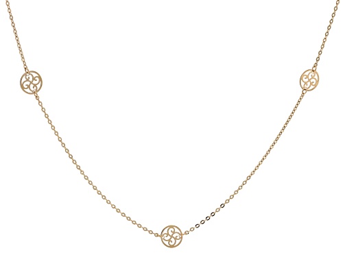 Pre-Owned 10k Yellow Gold Filigree Disc Station Necklace - Size 18