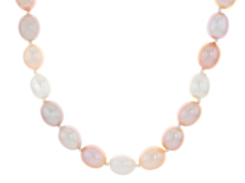 Pre-Owned 8mm Multi-Color Cultured Freshwater Pearl Sterling Silver 18 Inch Strand Necklace - Size 18