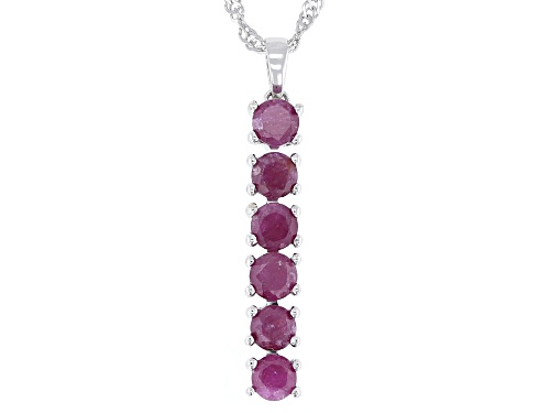 Pre-Owned 1.64ctw Ruby Rhodium Over Sterling Silver 6-Stone Pendant with Chain