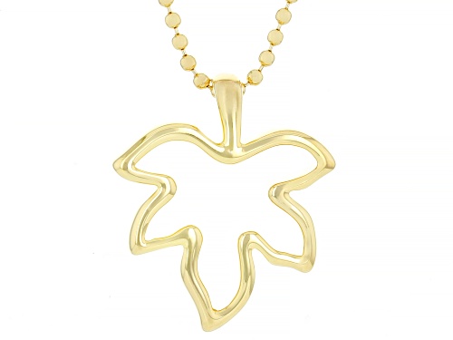 Pre-Owned 18k Yellow Gold Over Sterling Silver Leaf Pendant with Chain