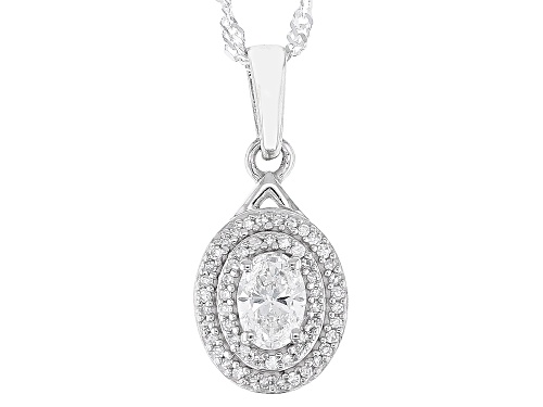 Pre-Owned Prazana® Lab-Grown Diamonds 0.55ctw White Diamond Rhodium Over Sterling Silver Pendant, H