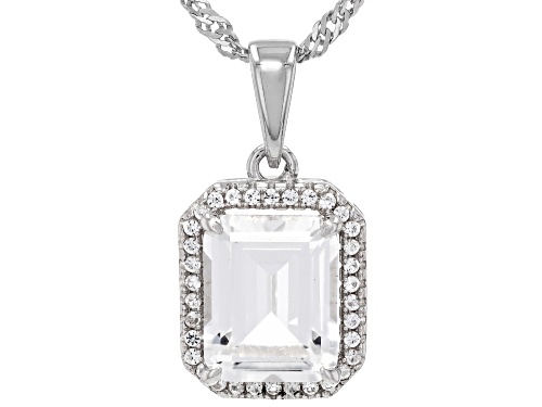 Pre-Owned 3.82ctw Rectangular Octagonal & Round Lab Created White Sapphire Rhodium Over Silver Penda
