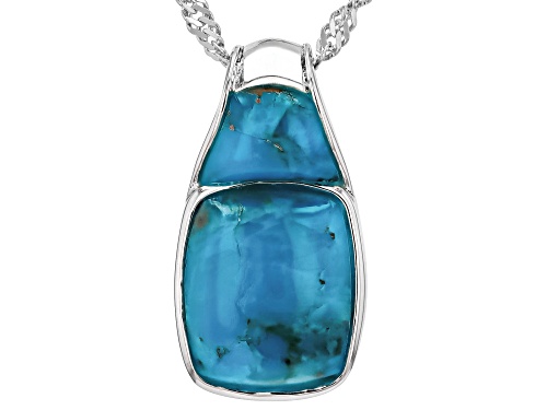 Pre-Owned 11X9mm Cushion Cabochon with Free-Form Turquoise Silver Pendant With Chain