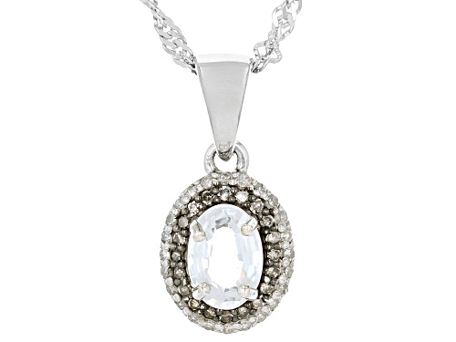 Pre-Owned 1.06ct White Zircon With 0.22ctw Diamond Accent Rhodium Over Sterling Silver Pendant With