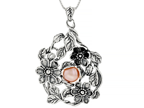 Pre-Owned Artisan Collection of Israel™ Pink Cultured Freshwater Pearl Sterling Silver Floral Pendan