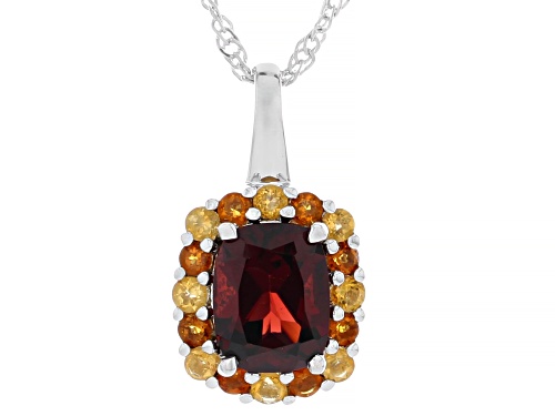 Pre-Owned 2.25ct Vermelho Garnet™ with 0.50ctw Citrine & Madeira Citrine Rhodium Over Silver Pendant