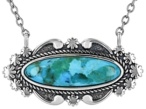 Pre-Owned Southwest Style by JTV™ 28x8mm Blue Turquoise Sterling Silver Bar Necklace - Size 18