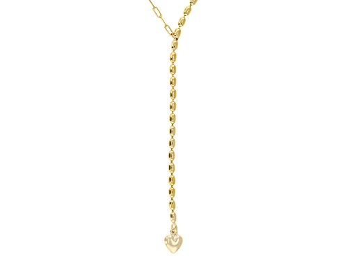 Pre-Owned 18k Yellow Gold Over Sterling Silver Mixed Link with Heart Y-Necklace - Size 16