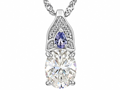 Pre-Owned 2.59ctw Strontium Titanate Rhodium Over Silver Pendant with Chain