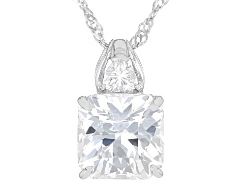 Pre-Owned 5.31ctw Square Snowflake Cut And Trillion Lab White Sapphire Rhodium Over Silver Pendant W