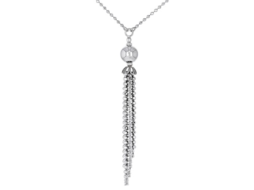 Pre-Owned Rhodium Over Sterling Silver 18" Beaded Tassel Necklace - Size 18