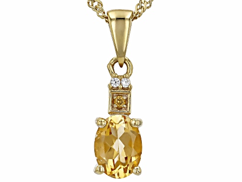 Pre-Owned 0.96ct Citrine With 0.02ctw Zircon 18k Yellow Gold Over Sterling Silver Pendant With Chain