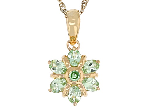 Pre-Owned 1.03ctw Mint Tsavorite 18k Yellow Gold Over Sterling Silver Pendant With Chain