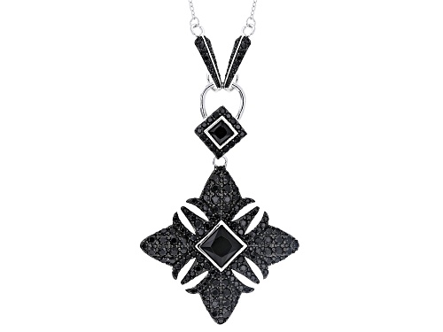 Pre-Owned 8.00ctw Black Spinel Rhodium Over Sterling Silver Necklace - Size 18