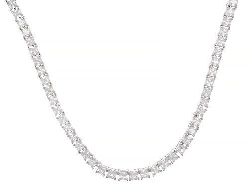 Pre-Owned Bella Luce® Ottone 36.20ctw Square White Diamond Simulant Rhodium Plated Necklace - Size 18