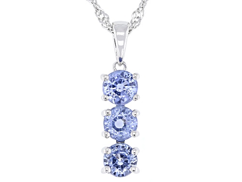 Pre-Owned 1.55ctw Blue Sapphire Rhodium Over Sterling Silver Pendant with Chain