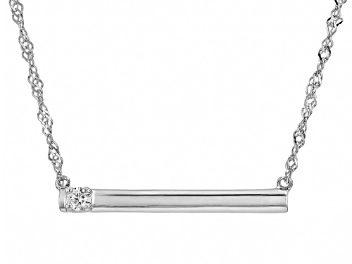 Pre-Owned 0.14ctw Round White Zircon Rhodium Over Sterling Silver Necklace - Size 18