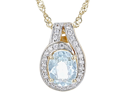 Pre-Owned 1.60ctw Cabo Delgado Apatite, White Zircon 18K Yellow Gold Over Sterling Silver Pendant W/