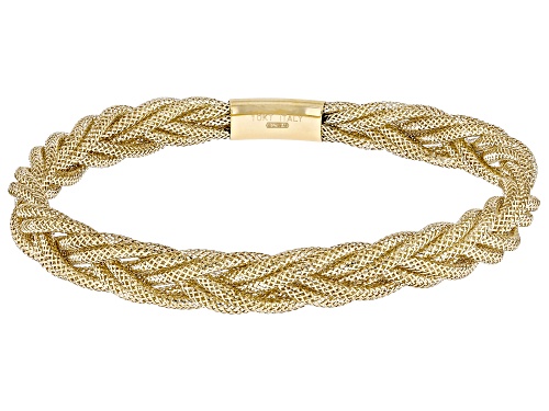 Pre-Owned Splendido Italian Jewelry™ 10k Yellow Gold 7.5mm Double Braded Mesh Bangle Bracelet