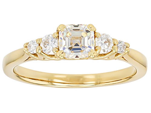 Pre-Owned 0.70ct Strontium Titanate With 0.21ctw Moissanite 18k Yellow Gold Over Sterling Silver Rin - Size 9