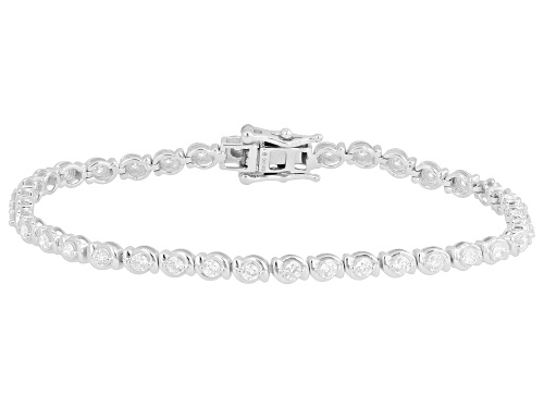 Pre-Owned Prazana®Lab-Grown Diamonds 1.50ctw Round Diamond Rhodium Over Sterling Silver Tennis Brace - Size 7