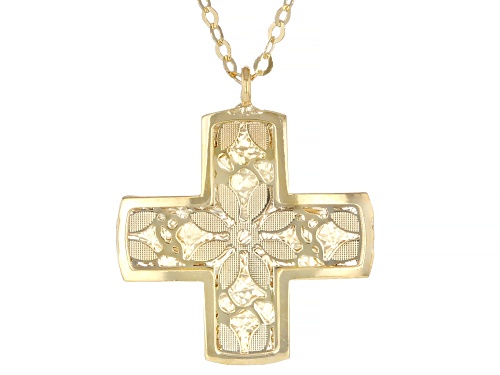 Pre-Owned Stefano Oro® 14k Yellow Gold 16.6mm x 14.4mm Cross Ricami Necklace - Size 18